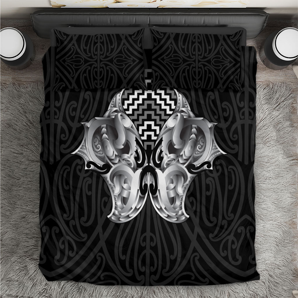Aotearoa Kowhaiwhai Poutama Black Motif Bedding Set