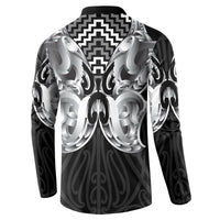 Aotearoa Kowhaiwhai Poutama Black Motif Button Sweatshirt LT9 - Polynesian Pride
