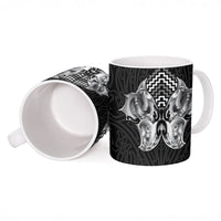 Aotearoa Kowhaiwhai Poutama Black Motif Ceramic Mug LT9 - Polynesian Pride
