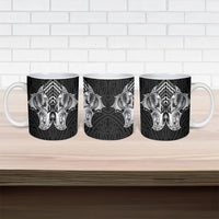 Aotearoa Kowhaiwhai Poutama Black Motif Ceramic Mug LT9 - Polynesian Pride