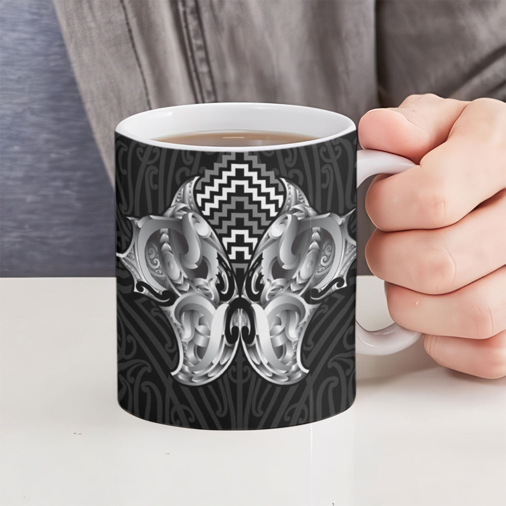 Aotearoa Kowhaiwhai Poutama Black Motif Ceramic Mug LT9 - Polynesian Pride