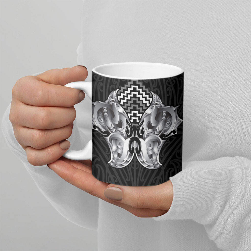 Aotearoa Kowhaiwhai Poutama Black Motif Ceramic Mug LT9 - Polynesian Pride