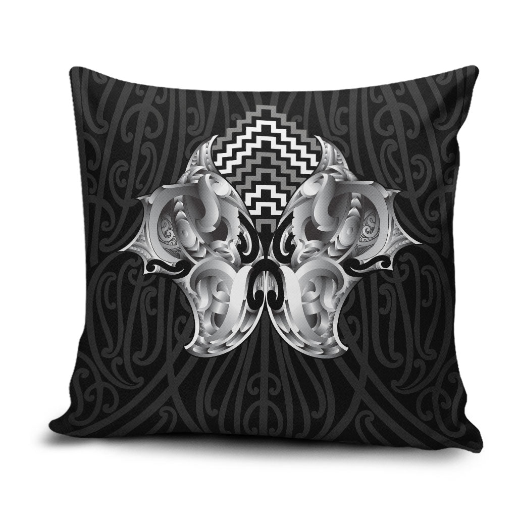 Aotearoa Kowhaiwhai Poutama Black Motif Pillow Cover