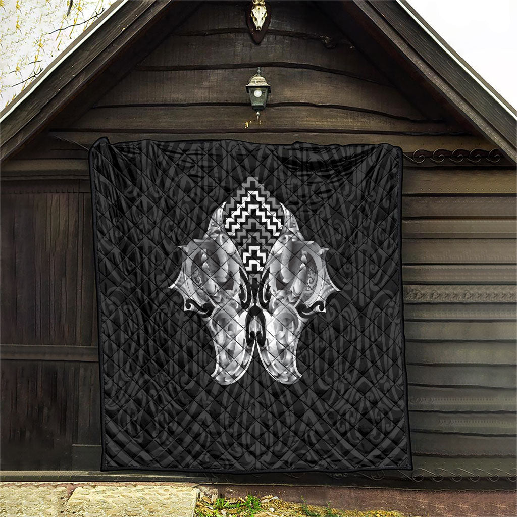 Aotearoa Kowhaiwhai Poutama Black Motif Quilt LT9 - Polynesian Pride