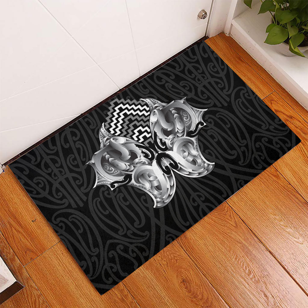 Aotearoa Kowhaiwhai Poutama Black Motif Rubber Doormat LT9 - Polynesian Pride