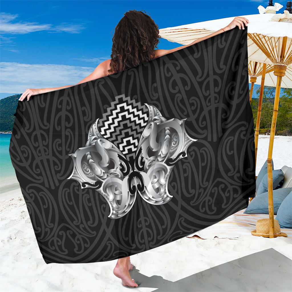 Aotearoa Kowhaiwhai Poutama Black Motif Sarong LT9 One Size 44 x 66 inches Black - Polynesian Pride