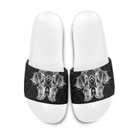 Aotearoa Kowhaiwhai Poutama Black Motif Slide Sandals LT9 Black - Polynesian Pride