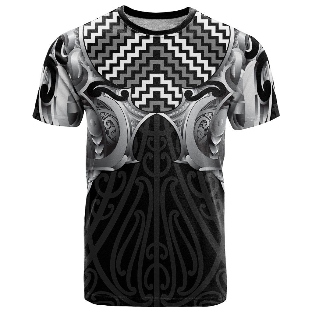 Aotearoa Kowhaiwhai Poutama Black Motif T Shirt