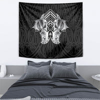 Aotearoa Kowhaiwhai Poutama Black Motif Tapestry LT9 - Polynesian Pride