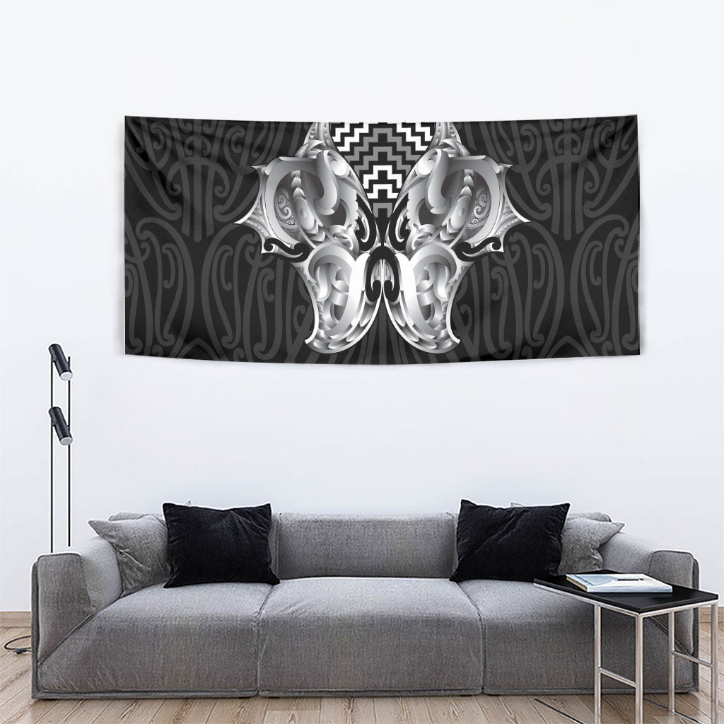 Aotearoa Kowhaiwhai Poutama Black Motif Tapestry LT9 - Polynesian Pride