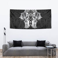 Aotearoa Kowhaiwhai Poutama Black Motif Tapestry LT9 - Polynesian Pride