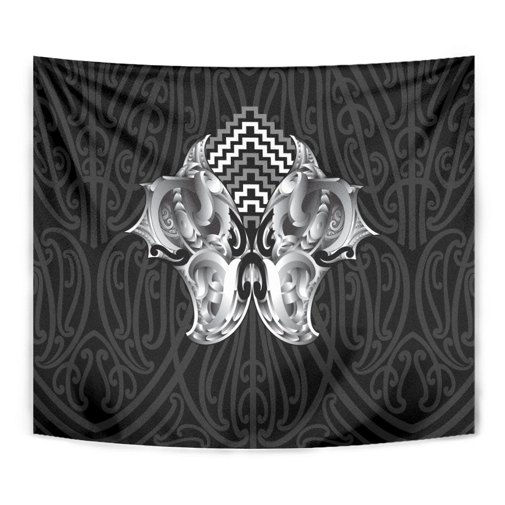 Aotearoa Kowhaiwhai Poutama Black Motif Tapestry LT9 - Polynesian Pride