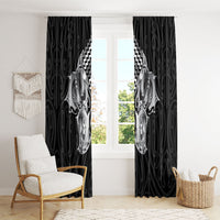 Aotearoa Kowhaiwhai Poutama Black Motif Window Curtain LT9 - Polynesian Pride