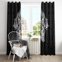 Aotearoa Kowhaiwhai Poutama Black Motif Window Curtain LT9 - Polynesian Pride