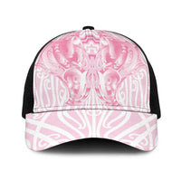 Aotearoa Kowhaiwhai Poutama Pink Motif Baseball Net Cap LT9 One Size Black Pink - Polynesian Pride