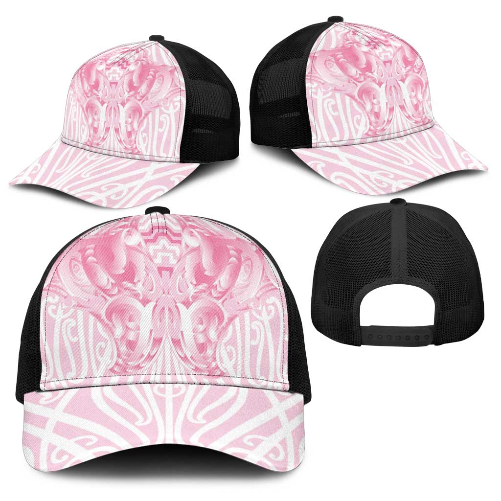 Aotearoa Kowhaiwhai Poutama Pink Motif Baseball Net Cap LT9 - Polynesian Pride