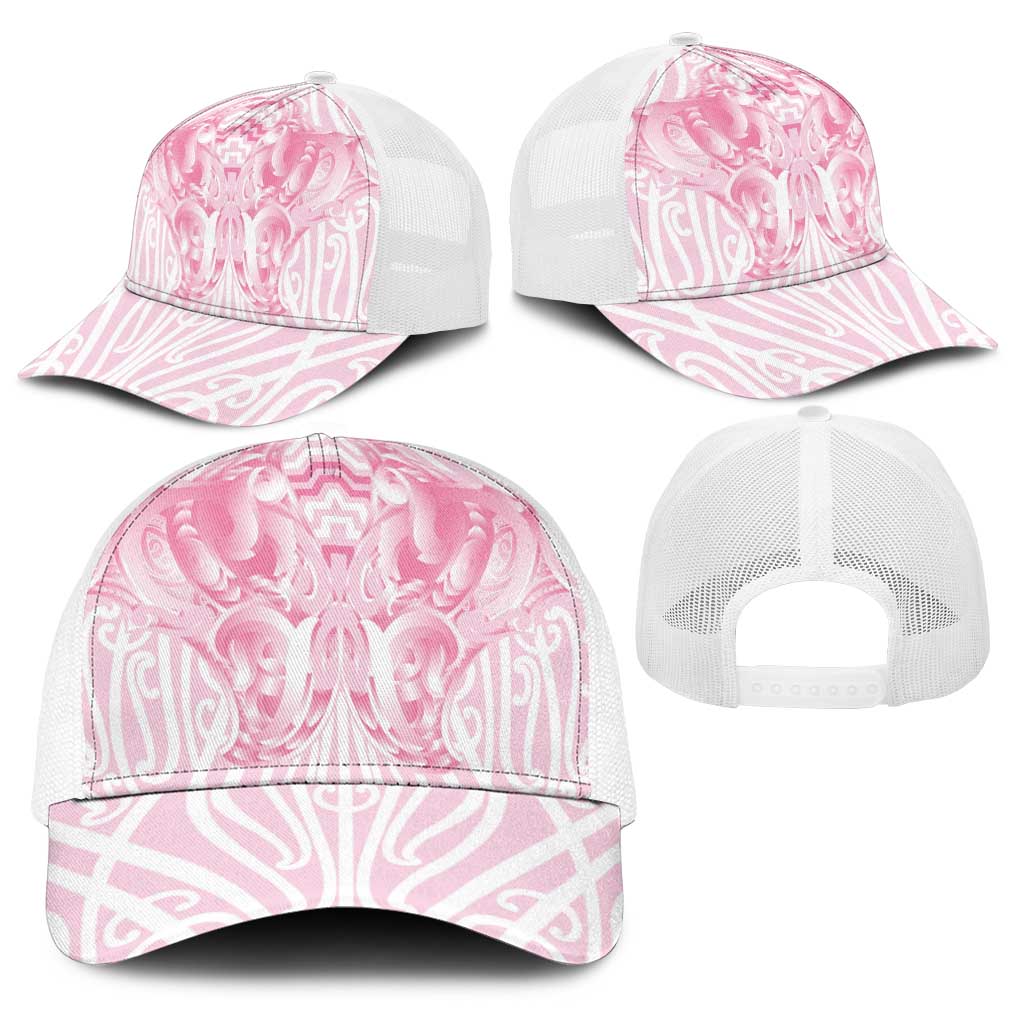 Aotearoa Kowhaiwhai Poutama Pink Motif Baseball Net Cap LT9 - Polynesian Pride