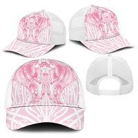 Aotearoa Kowhaiwhai Poutama Pink Motif Baseball Net Cap LT9 - Polynesian Pride
