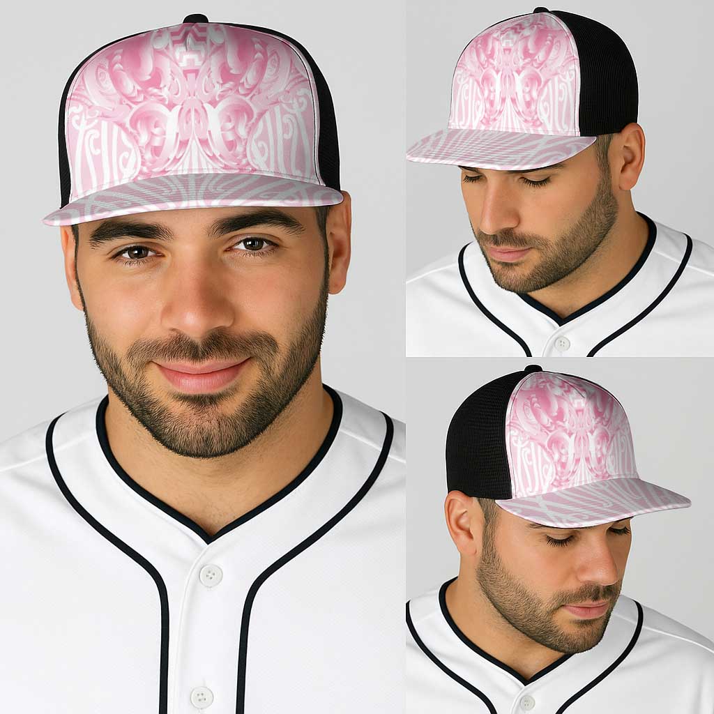 Aotearoa Kowhaiwhai Poutama Pink Motif Baseball Net Cap LT9 - Polynesian Pride