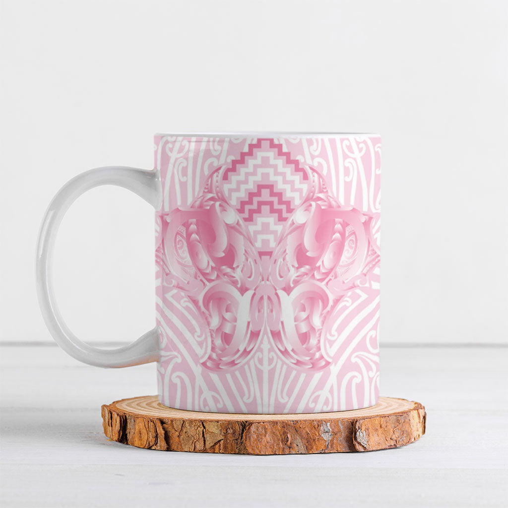 Aotearoa Kowhaiwhai Poutama Pink Motif Ceramic Mug LT9 Pink - Polynesian Pride
