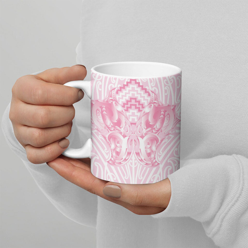 Aotearoa Kowhaiwhai Poutama Pink Motif Ceramic Mug LT9 - Polynesian Pride