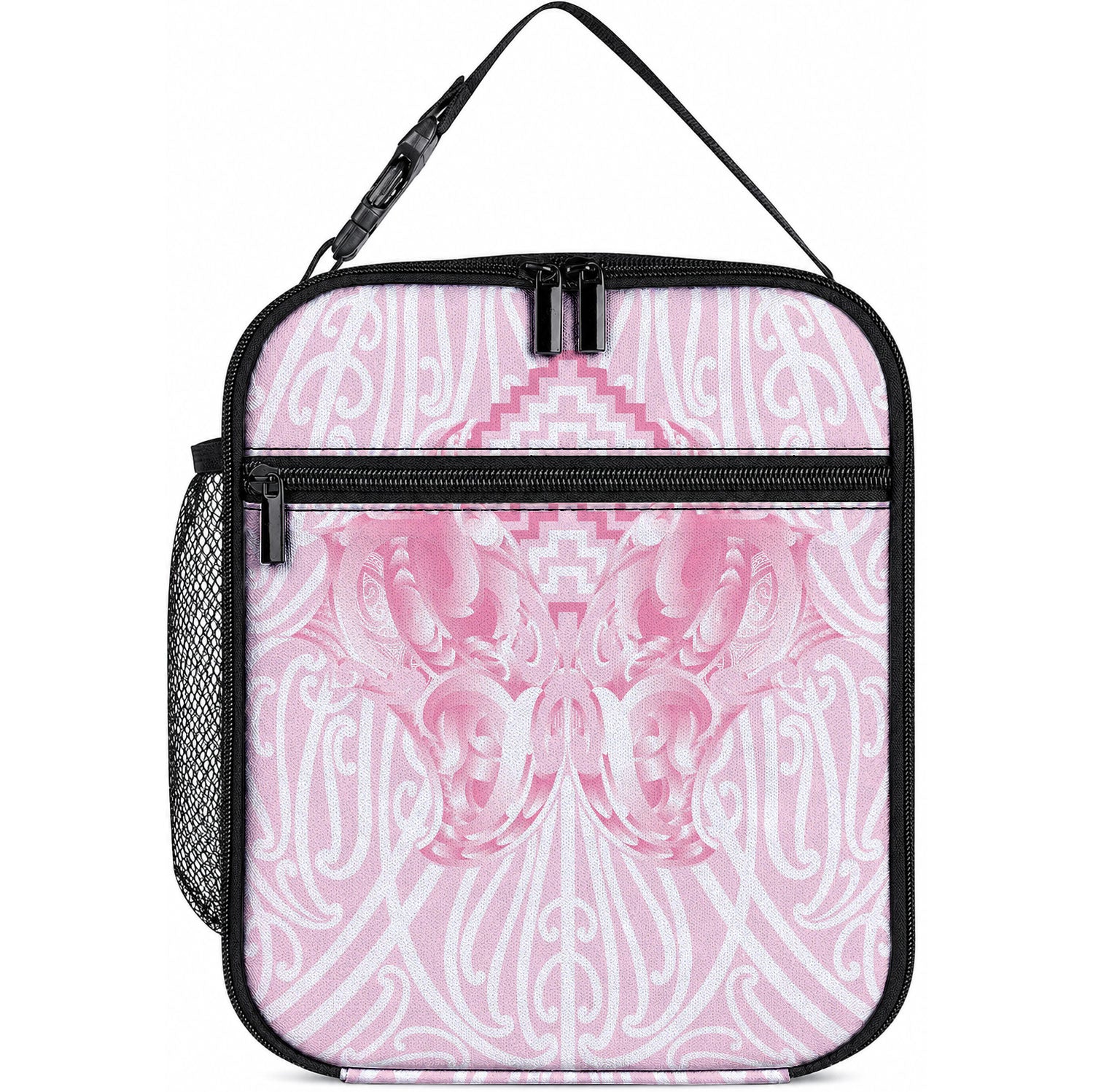 Aotearoa Kowhaiwhai Poutama Pink Motif Lunch Bag LT9 10.2 × 8.3 × 4.3 inch Pink - Polynesian Pride