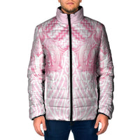 Aotearoa Kowhaiwhai Poutama Pink Motif Padded Jacket LT9 Men Pink - Polynesian Pride