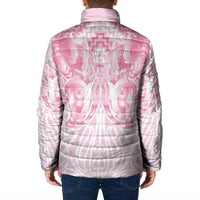 Aotearoa Kowhaiwhai Poutama Pink Motif Padded Jacket LT9 - Polynesian Pride