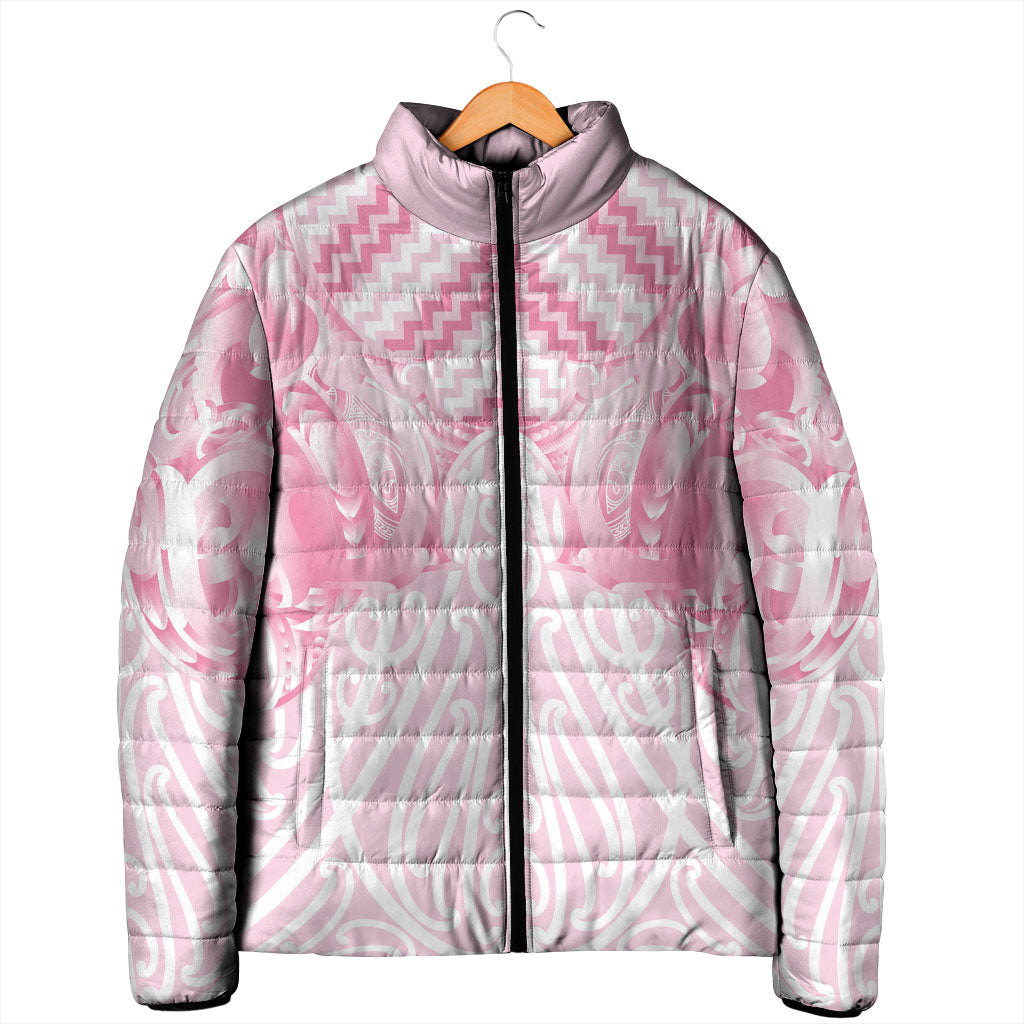 Aotearoa Kowhaiwhai Poutama Pink Motif Padded Jacket LT9 - Polynesian Pride
