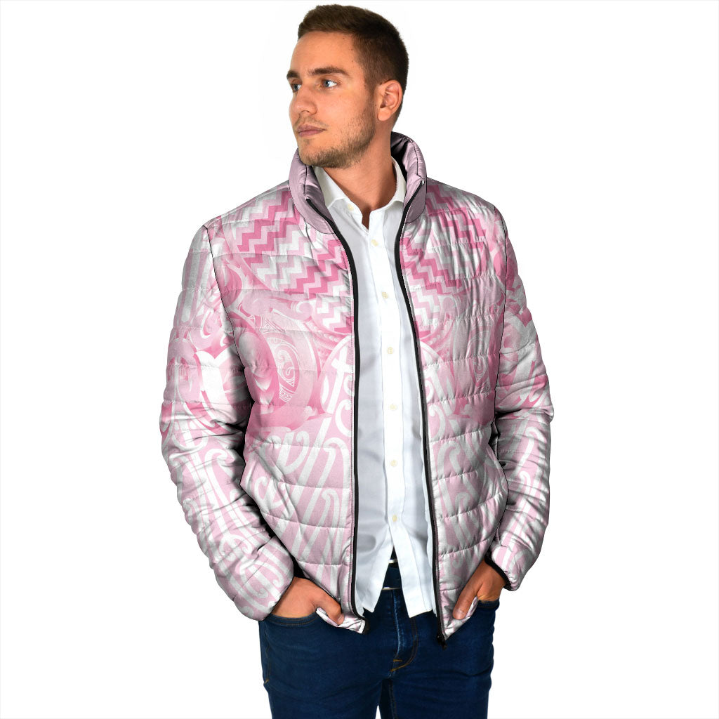 Aotearoa Kowhaiwhai Poutama Pink Motif Padded Jacket LT9 - Polynesian Pride
