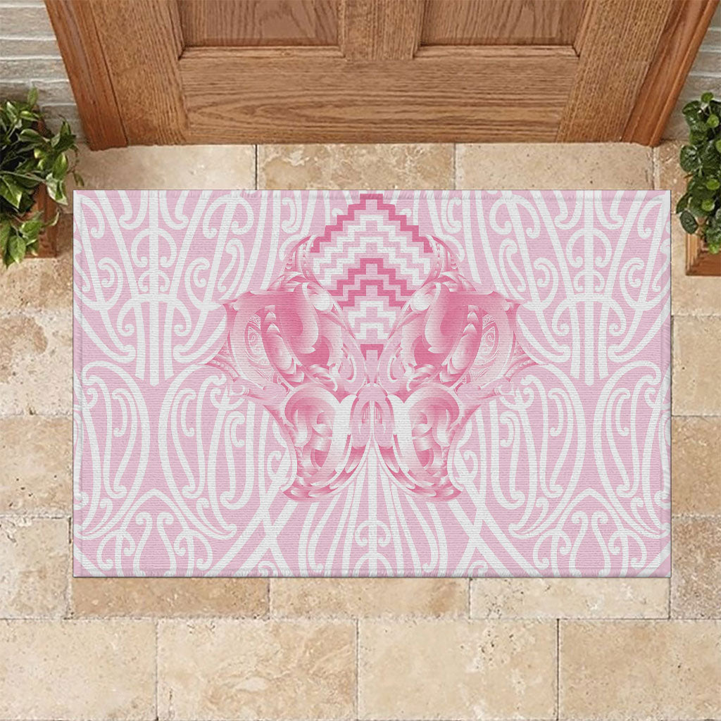Aotearoa Kowhaiwhai Poutama Pink Motif Rubber Doormat