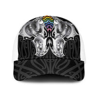 Aotearoa Kowhaiwhai Poutama Rainbow Motif Baseball Net Cap LT9 One Size White Rainbow - Polynesian Pride