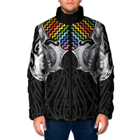 Aotearoa Kowhaiwhai Poutama Rainbow Motif Padded Jacket LT9 Men Rainbow - Polynesian Pride