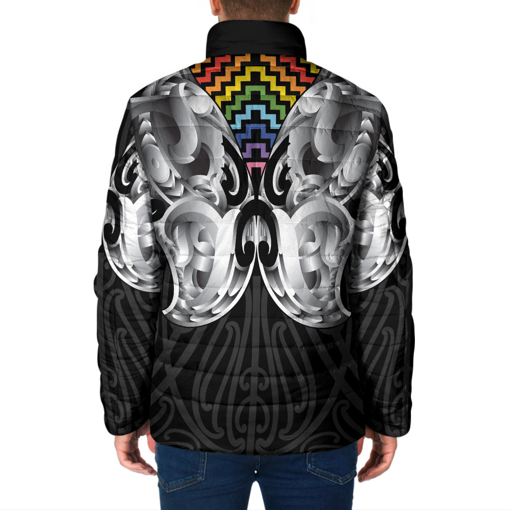 Aotearoa Kowhaiwhai Poutama Rainbow Motif Padded Jacket LT9 - Polynesian Pride