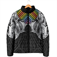 Aotearoa Kowhaiwhai Poutama Rainbow Motif Padded Jacket LT9 - Polynesian Pride
