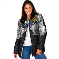 Aotearoa Kowhaiwhai Poutama Rainbow Motif Padded Jacket LT9 Women Rainbow - Polynesian Pride