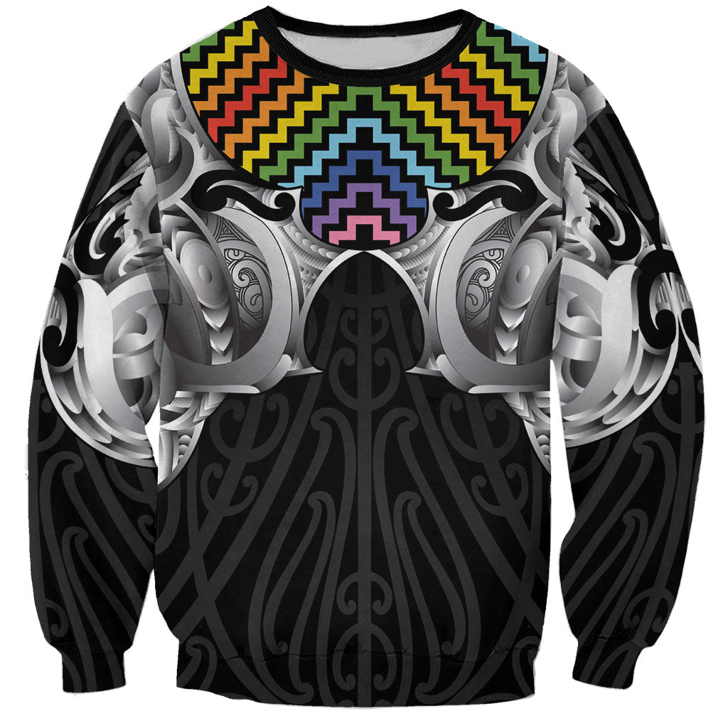 Aotearoa Kowhaiwhai Poutama Rainbow Motif Sweatshirt LT9 Unisex Rainbow - Polynesian Pride