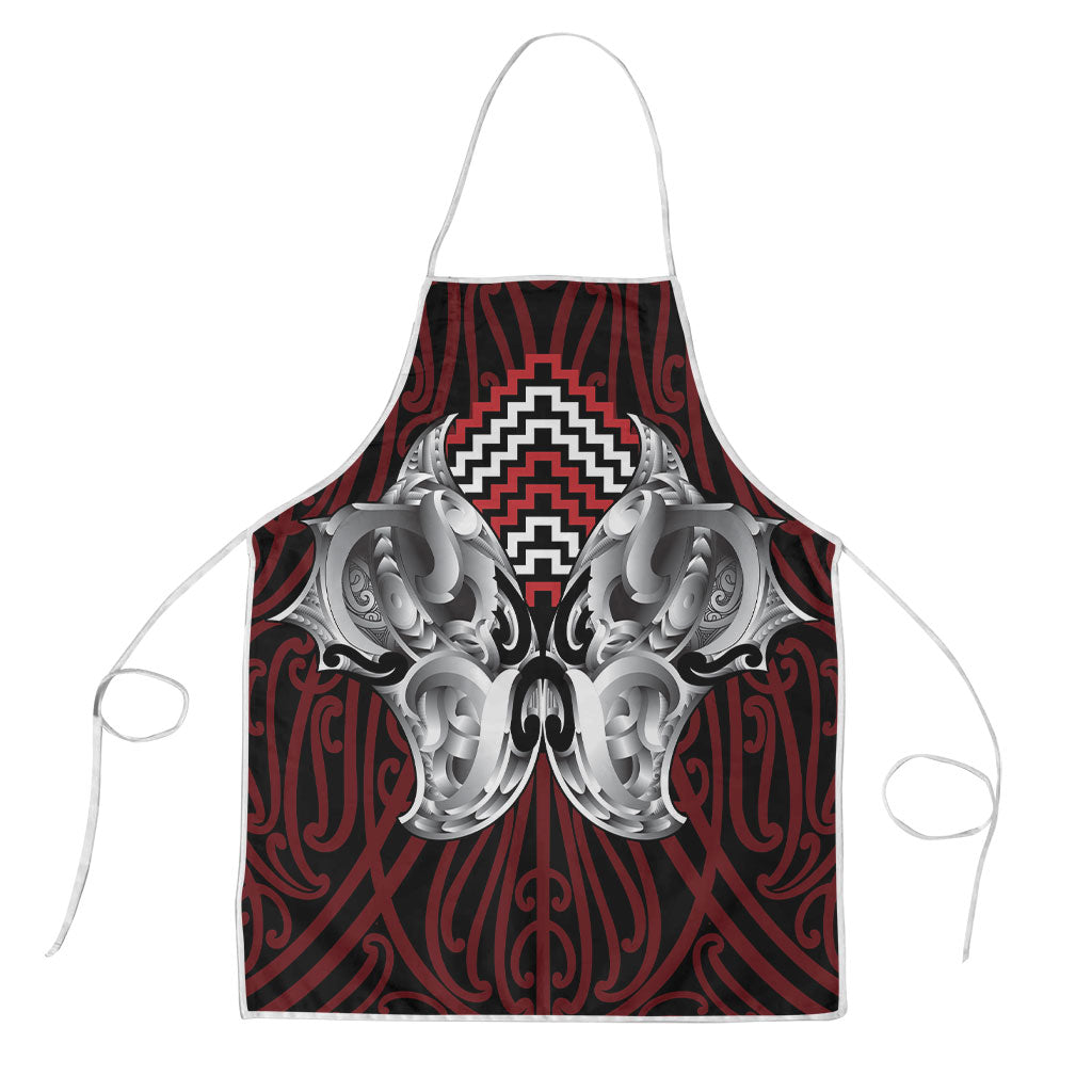 Aotearoa Kowhaiwhai Poutama Red Motif Apron LT9 Red - Polynesian Pride