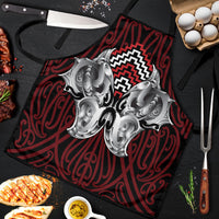Aotearoa Kowhaiwhai Poutama Red Motif Apron LT9 Red - Polynesian Pride