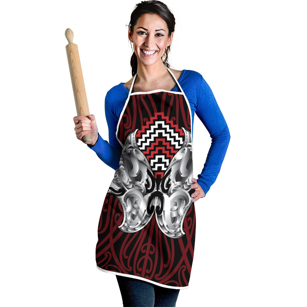 Aotearoa Kowhaiwhai Poutama Red Motif Apron LT9 - Polynesian Pride