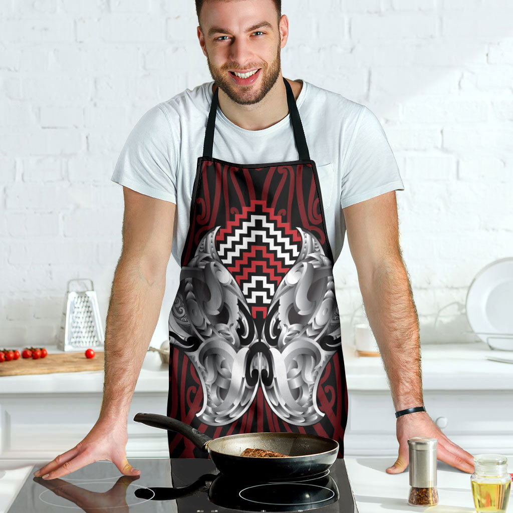 Aotearoa Kowhaiwhai Poutama Red Motif Apron LT9 - Polynesian Pride