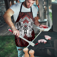 Aotearoa Kowhaiwhai Poutama Red Motif Apron LT9 - Polynesian Pride