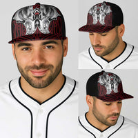Aotearoa Kowhaiwhai Poutama Red Motif Baseball Net Cap LT9 - Polynesian Pride