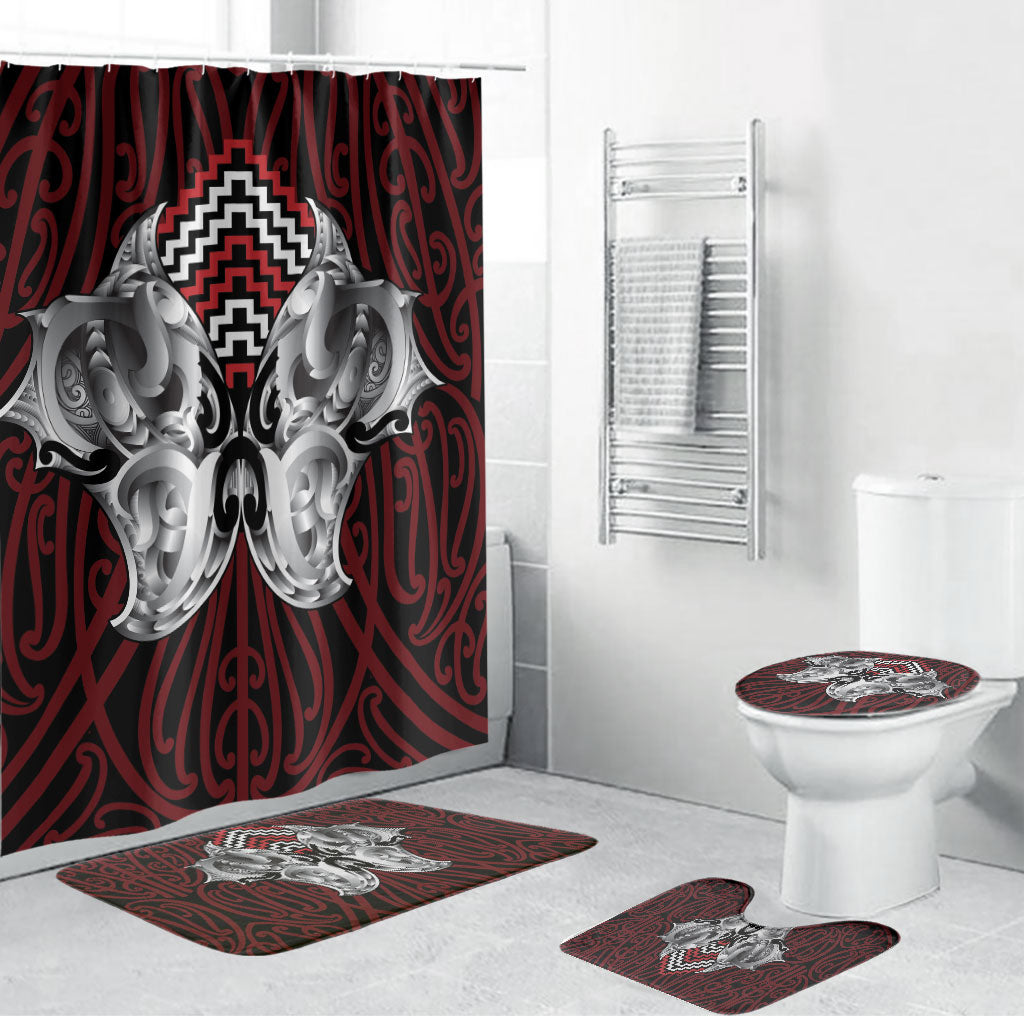 Aotearoa Kowhaiwhai Poutama Red Motif Bathroom Set LT9 Bathroom Set (4 pcs) Red - Polynesian Pride