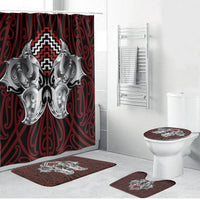 Aotearoa Kowhaiwhai Poutama Red Motif Bathroom Set LT9 Bathroom Set (4 pcs) Red - Polynesian Pride