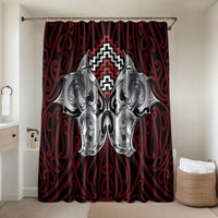 Aotearoa Kowhaiwhai Poutama Red Motif Bathroom Set LT9 Shower Curtain Only Red - Polynesian Pride