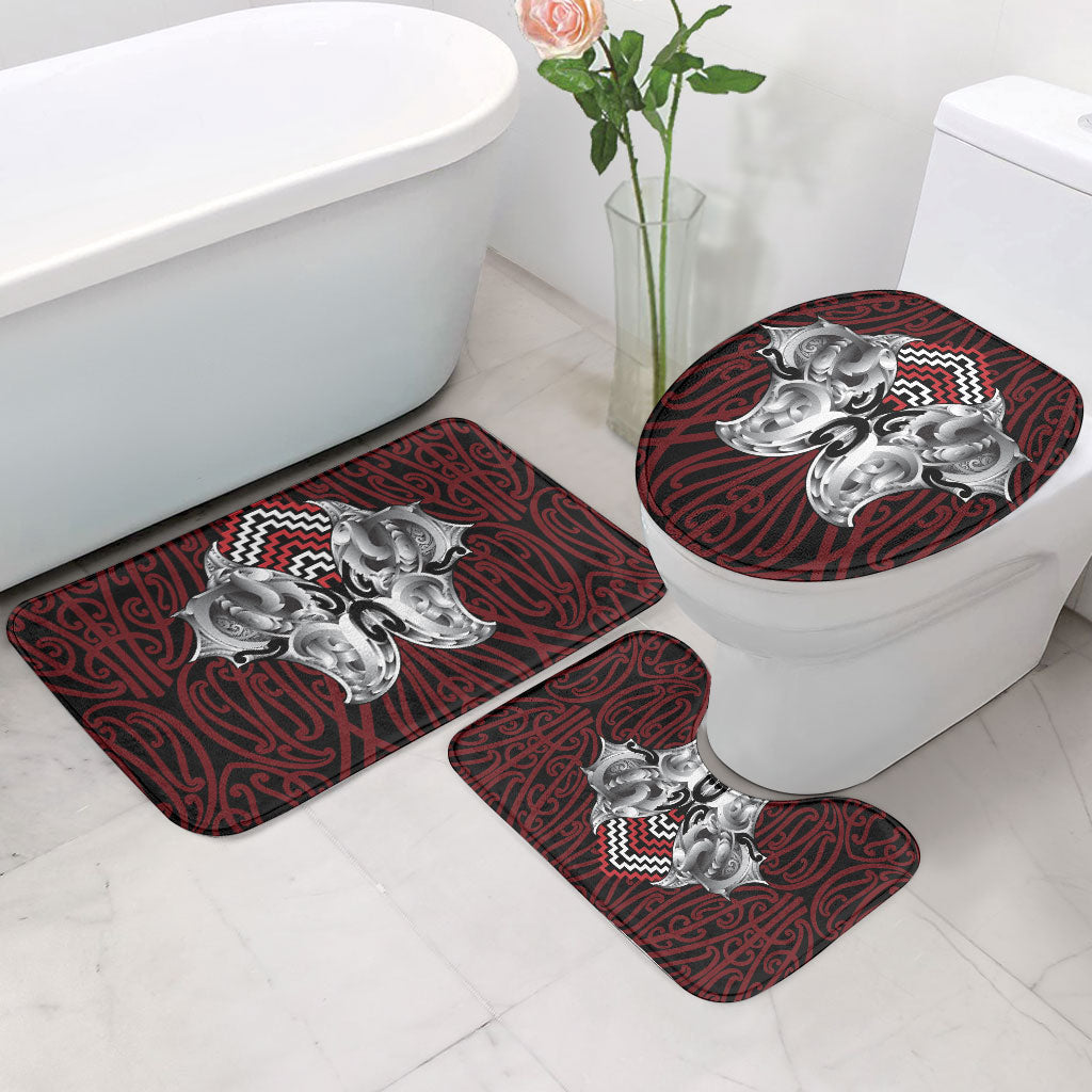 Aotearoa Kowhaiwhai Poutama Red Motif Bathroom Set LT9 - Polynesian Pride