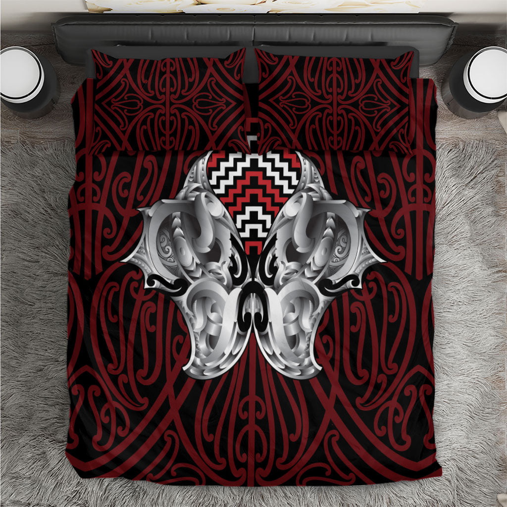 Aotearoa Kowhaiwhai Poutama Red Motif Bedding Set