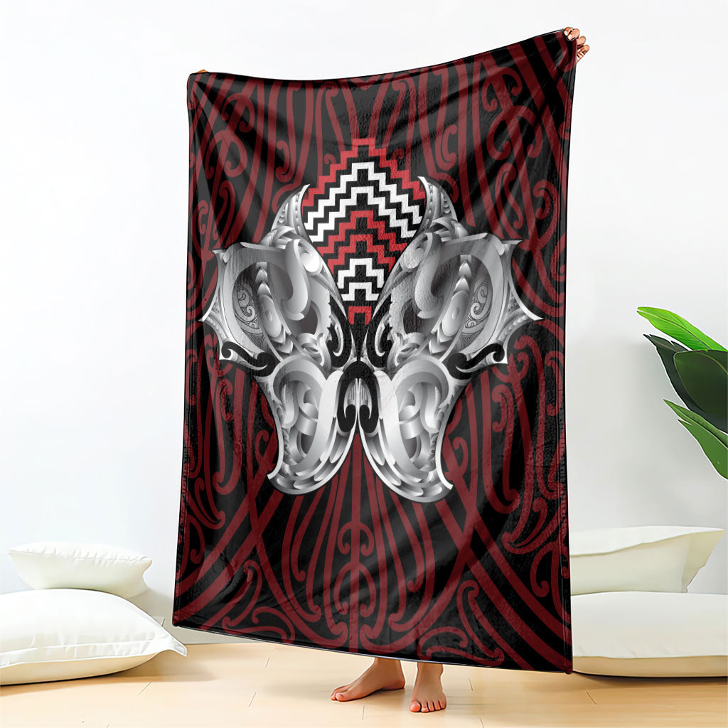 Aotearoa Kowhaiwhai Poutama Red Motif Blanket LT9 - Polynesian Pride