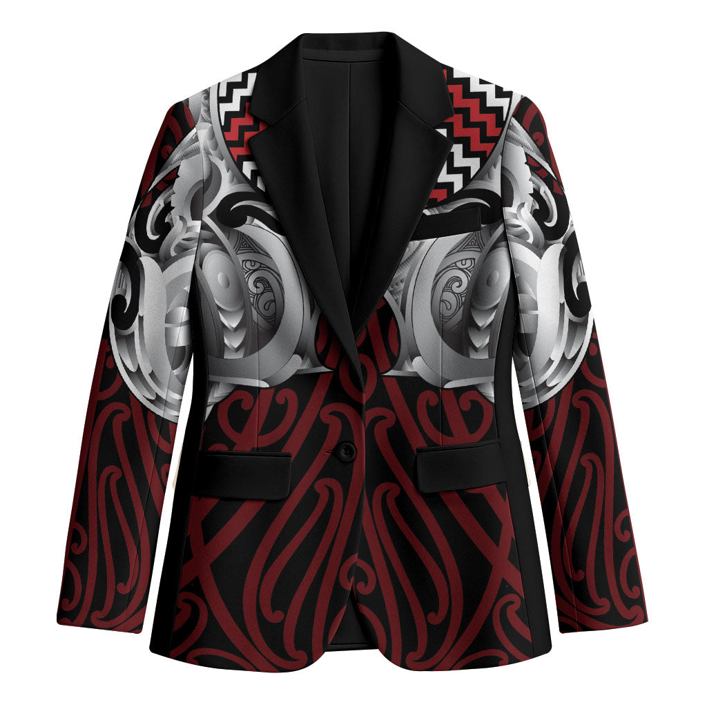 Aotearoa Kowhaiwhai Poutama Red Motif Blazer